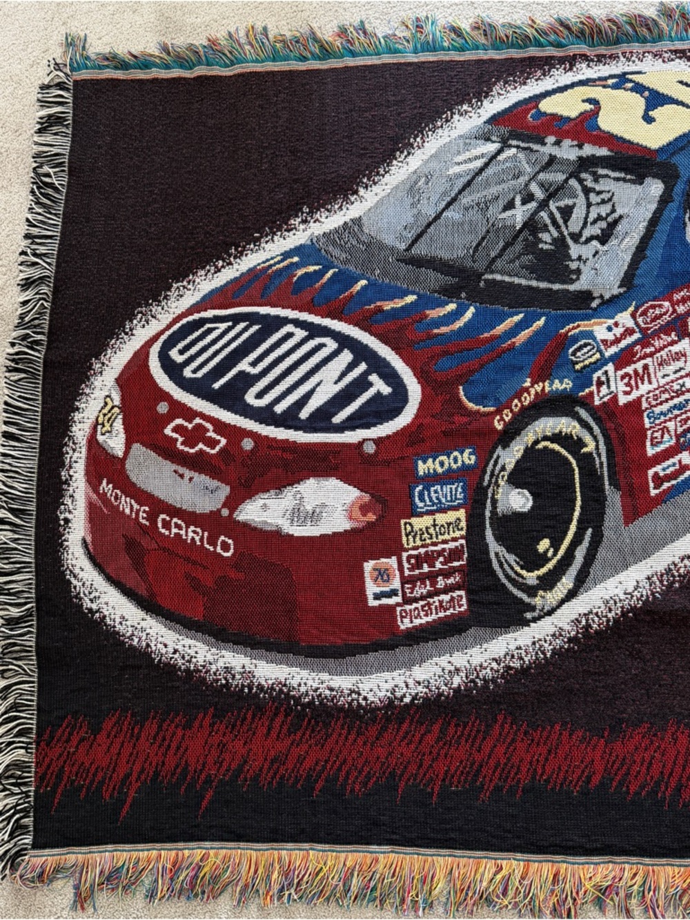 Vintage Jeff Gordon #24 DuPont NASCAR Woven Tapestry Throw Blanket New - Picture 4 of 11